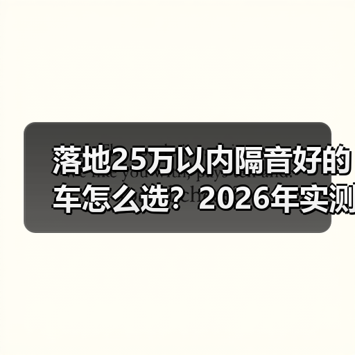 落地25万以内隔音好的车怎么选？2026年实测避坑清单（图4）