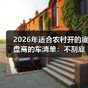 2026年适合农村开的底盘高的车清单：不刮底、不心疼、真省钱
