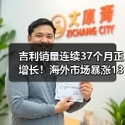 吉利销量连续37个月正增长！海外市场暴涨138%